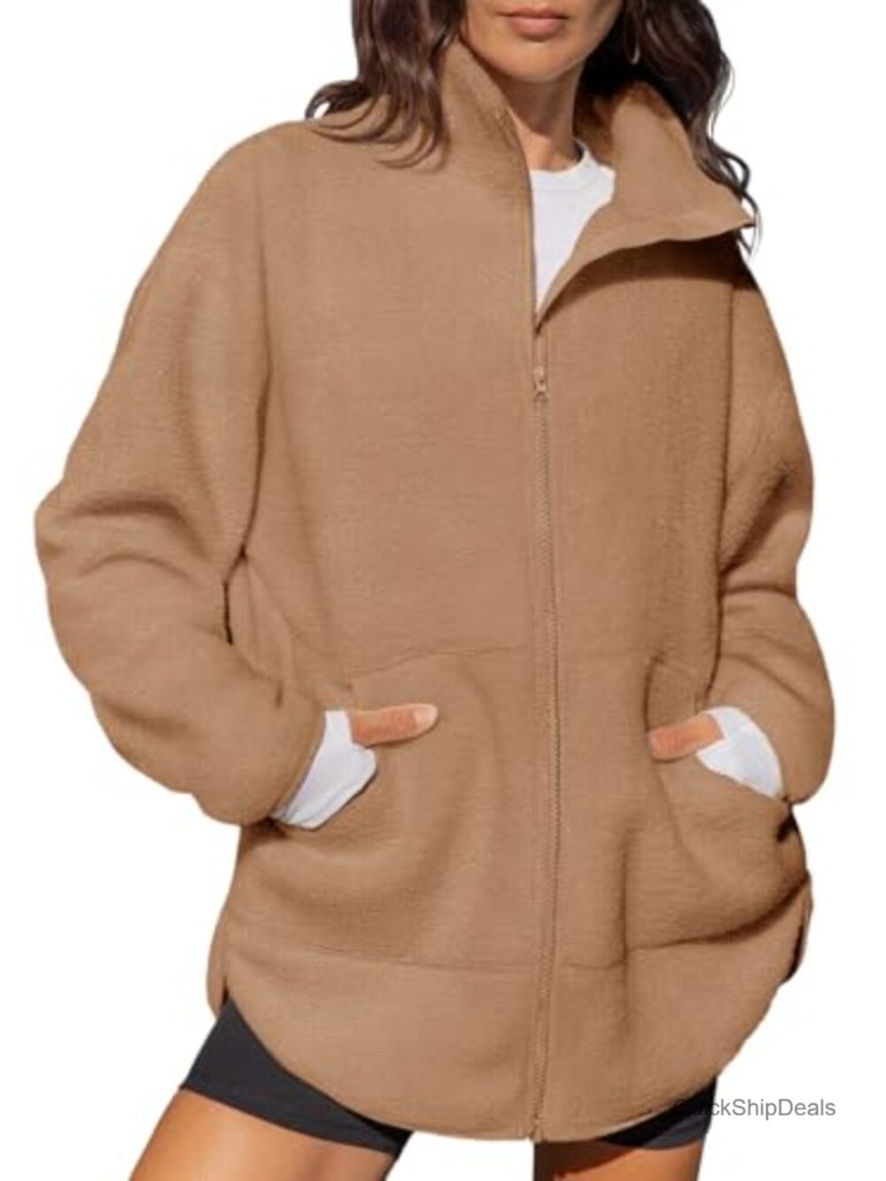 Women's Full Zip Fleece Jacket Long Sherpa Sweatshirt Winter Coat
